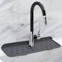 Silicone Faucet Drain Mat - Uncharged Kitchen Sink Anti-splash And Spill Absorbent Mat - Durable Silicone Material - Black