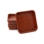 Square Plastic Pot Terracotta 9CM - 5PC. Bulk Purchase Saucers.