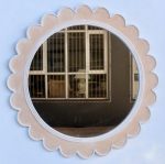 Round Scalloped Wood Mirror 78CM