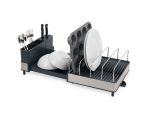 Extend Max Steel Expanding Dish Drying Rack High Capacity For Large Items Cutlery And Knife Holder Swivel Draining Spout Stainle