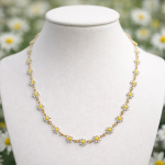 White Daisy Gold Stainless Steel Necklace