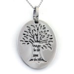 Rush Industries Two Piece Serenity Prayer Pendant Necklace With Tree Of Life Cut Out - Prayer Necklace - 12 Step Jewelry
