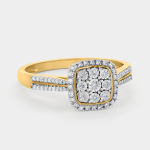 Yellow Gold Diamond Cushion Halo Ring