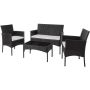 4-PIECE Patio Furniture Set Outdoor 2 Rattan Chairs Loveseat & Coffee Table