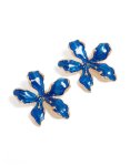 Goldair Gold Dark Blue Flower Stud Earrings