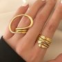 2PCS/SET Multi-layer Chunky Twisted Women's Rings Vintage & Elegant Style Fashionable Stackable Party Jewelry