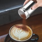 1PC Stainless Steel Powder Sugar Shaker Duster With Lid Fine Mesh Shaker Powder Cans For Baking Soda Cocoa Cornstarch Coffee Flo