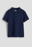 Cotton Piqu Polo Shirt - Navy Blue