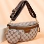 Classic Textured Crescent Crossbody Bag Vintage Zipper Chest Bag With Round MINI Purse For Women