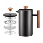 3-STAGE Filter Coffee Maker & Anti-scald Handle French Press 1L - Black