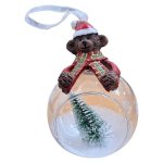 Small Glass Baubles With Bear And Tree 18CM