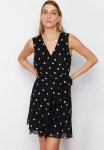 Patterned Double Breasted MINI Dress - Black