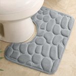 1PC U-shaped Floor Mat Grey Memory Foam Bath Mat Absorbent And Soft Bathroom Rug Non-slip Padded Bath Mat For Shower Comfortable