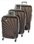 Smte 3-PIECE Spiral Travel Luggage Set Brown With Keychain