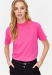 100% Cotton Basic High Neck Knitted T-Shirt - Dark Pink