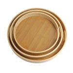 3-PIECE Multi-use Round Bamboo Serving Trays With Handles