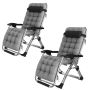 Set Of 2 Jumbo Folding Recliner Lounger Chair 150KG Capacity With Removable Cushions And Built-in Cup Holder Tray