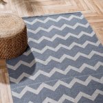 Handwoven Jacquard Rug 120 X 180CM - Zig Zag - Light Grey