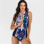Women's Flower Mashup Sleeveless Swimwear - XL