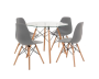 5 Piece Glass Table And Wooden Leg Chairs