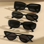 4PCS Black Fashion For Women Men Punk Hiphop Anti Glare Decorative Shades For Beach Party Club Fashion Glasses