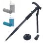 1 Black Retractable Hiking Stick And 2 Blue And Gray Cold Protection Towels