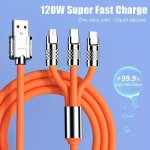 Three In One 120W Super Fast Charging Data Cable For Apple Type C Android Phone Charging Cable Car Universal Three-head Fast Cha