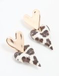 Goldair Gold Leopard Print Heart Drop Earrings