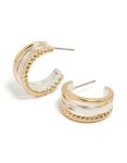Mixed Metal Plated Diamante Triple Layered Small Hoops