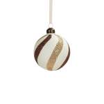 Bauble With Gold And Pearl With Swirls 8CM