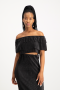 Laura Plisse Off-shoulder Top - Black - S