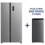 TCL P774SBGWD 578L No Frost Side-by-side Fridge With Free Bar Fridge