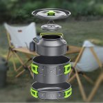 1 Set Camping Outdoor Cookware Portable Combination Set Pot Teapot Combination Set Backpacking Gear Cooking Equipment Portable