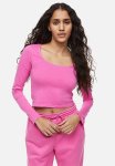 Long-sleeved Cotton Top - Cerise
