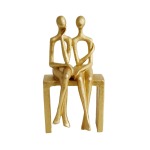 Two On A Bench Resin Figure Gold