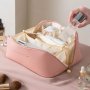 Travel Toiletries Bag Portable PU Leather Travel Toiletries Bag Large Capacity Travel Make Up Collection Bag