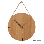 Finn Wall Clock In Oak - 250MM Dia Clear Varnish Sleek White Second Hand