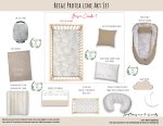 Cot Duvet Bedding Beige Protea Line Art Set