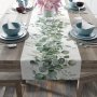 1PC Table Runner French Spring Green Leaves Printed Table Runner Dustproof & Wipe Clean Table Runner Perfect For Home Party Decor Dining Table Decoration