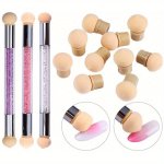 Dual-ended Sponge Gradient Pen For Nail Art Washable Including 4 Replaceable Sponge Heads Diy Kit For Gradient Nail Polish gel