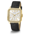 Guess Gold Tone Case Black Genuine Leather Woman's Watch GW0309L2