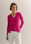 Mercerised Cotton Rib V Neck Cardigan