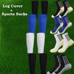 A Pair Of Men's Anti Odor & Sweat Absorption Crew Socks With Leg Sleeves Comfy & Breathable Elastic Sport Socks For Outdoor Trai