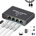 Aufloag Gigabit Ethernet Splitter 1 To 3 - 1000MBPS RJ45 Port Multiplier With Usb-c Power Plug & Play Network Switch For CAT5 5E