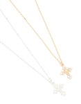 Mixed Metals Pearl Gothic Cross Necklaces 2-PACK