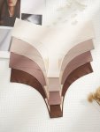 4PCS Seamless Solid Thongs Soft & Comfy Stretchy Intimates Panties Women's Lingerie & Underwear