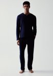 Regular Fit Waffled Pyjamas - Navy Blue