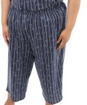 Ladies Printed Knit Pj Capri - 6XL Nvy blue
