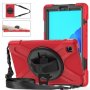 For Samsung Galaxy Tab A7 Lite T220 / T225 Silicone + PC Protective Case With Holder & Shoulder Strap Red