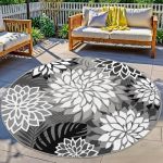 4X6 Outdoor Area Rug Washable Multicolored Patio Rug Tropical Botanical Floral Chenille Waterproof Outdoor Carpet For Living Roo